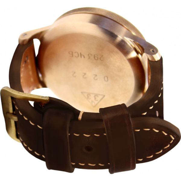 Купить бронзовые наручные часы с сапфировым стеклом и циферблатом выполненным в технике Мокумэ Гане Zlatoust 293 Бронза 53 мм ЗлатМокумэ Сапфир